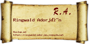 Ringwald Adorján névjegykártya